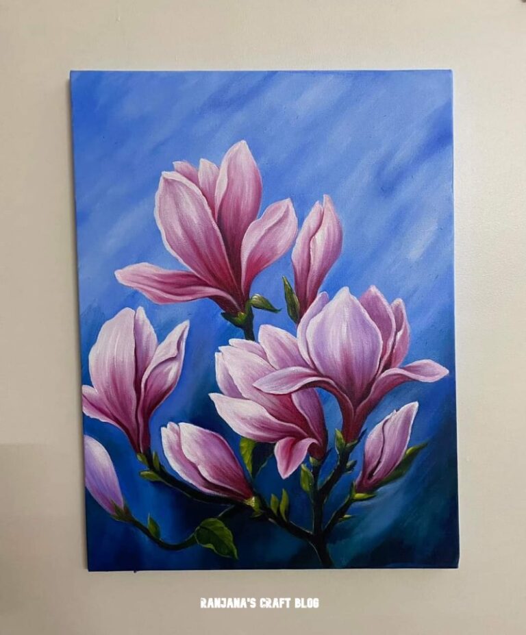 Floral Acrylic Painting On Canvas – Learning – Ranjana's Craft Blog