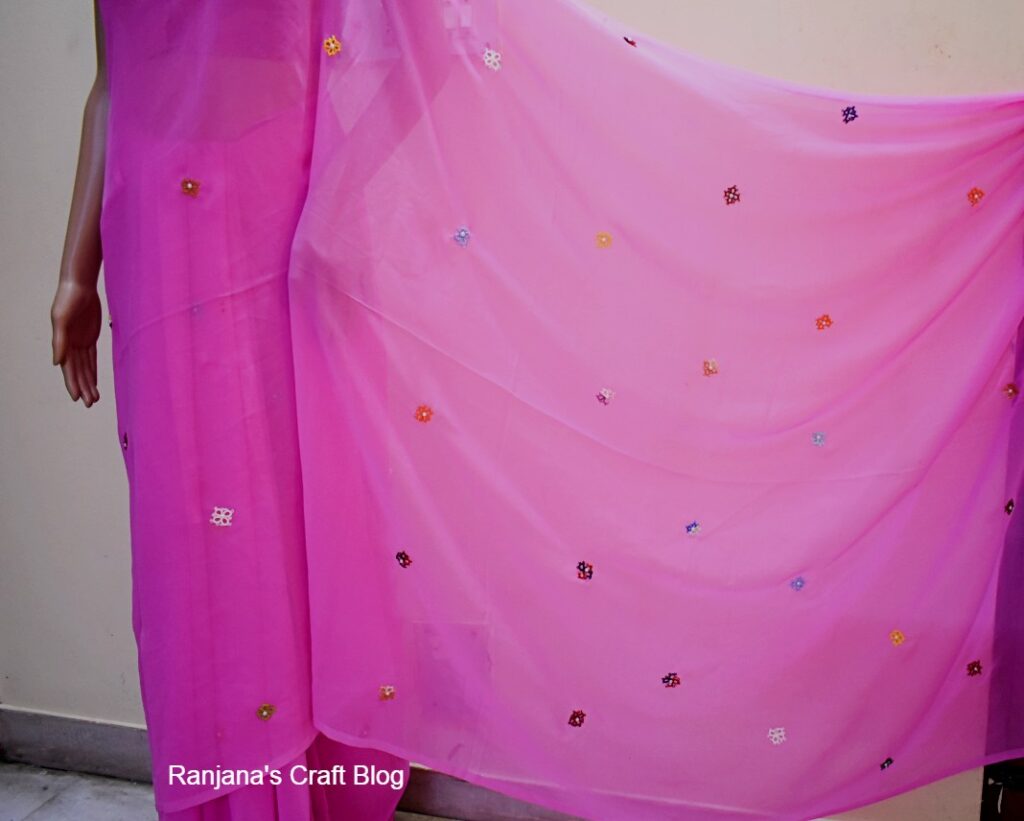 Tatted motifs on saree