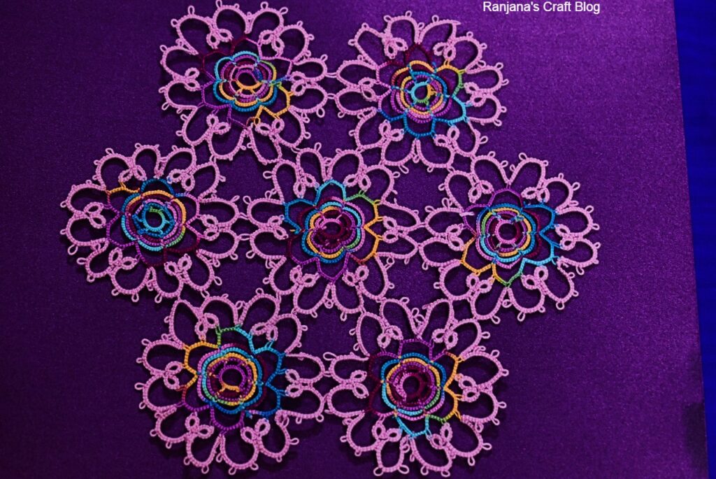 Rose pattern tatting doilu